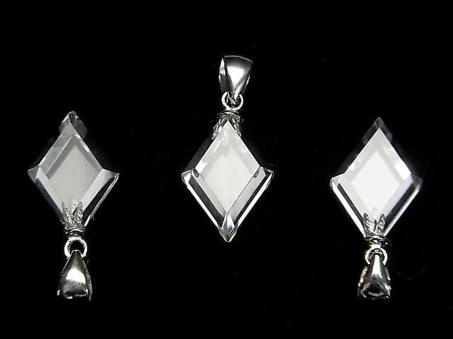 [Video]High Quality Crystal AAA Diamond Shape Pendant 14x10mm Silver925