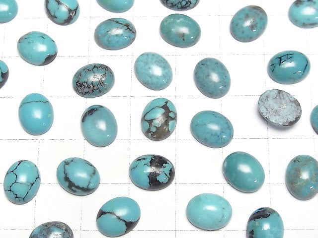 [Video]Turquoise AA++ Oval Cabochon 10x8mm Patterned 2pcs