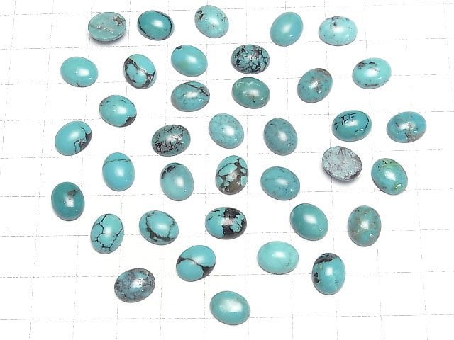 [Video]Turquoise AA++ Oval Cabochon 10x8mm Patterned 2pcs