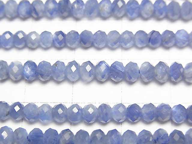 [Video]Kyanite AA++ Faceted Button Rondelle 4x4x3mm half or 1strand beads (aprx.15inch/37cm)