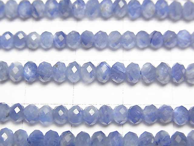 [Video]Kyanite AA++ Faceted Button Roundel 4x4x3mm half or 1strand beads (aprx.15inch/37cm)