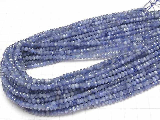 [Video]Kyanite AA++ Faceted Button Roundel 4x4x3mm half or 1strand beads (aprx.15inch/37cm)