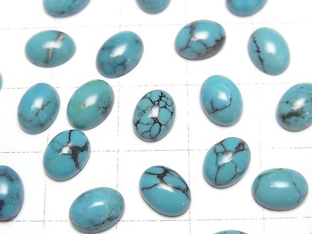 [Video]Turquoise AAA- Oval Cabochon 8x6mm Patterned 4pcs