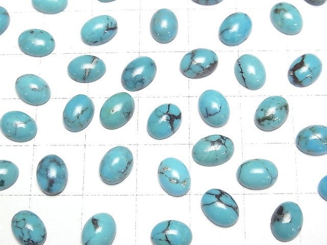 [Video]Turquoise AAA- Oval Cabochon 8x6mm Patterned 4pcs