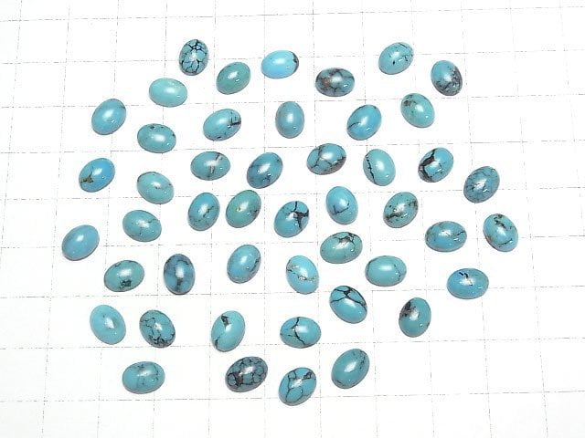 [Video]Turquoise AAA- Oval Cabochon 8x6mm Patterned 4pcs