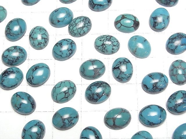 [Video]Turquoise AAA- Oval Cabochon 10x8mm Patterned 2pcs