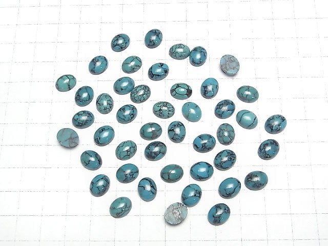 [Video]Turquoise AAA- Oval Cabochon 10x8mm Patterned 2pcs