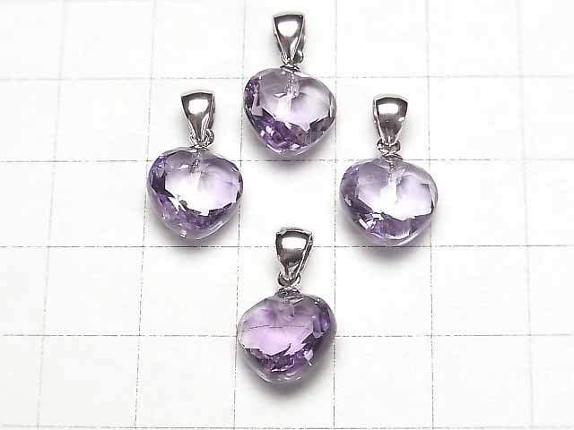 [Video]High Quality! Amethyst AAA Heart cut 10x10mm Pendant Silver925 1pc