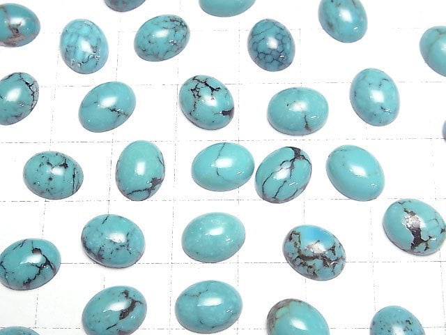 [Video]Turquoise AAA- Oval Cabochon 10x8mm Patterned 3pcs