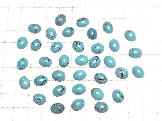 [Video]Turquoise AAA- Oval Cabochon 10x8mm Patterned 3pcs