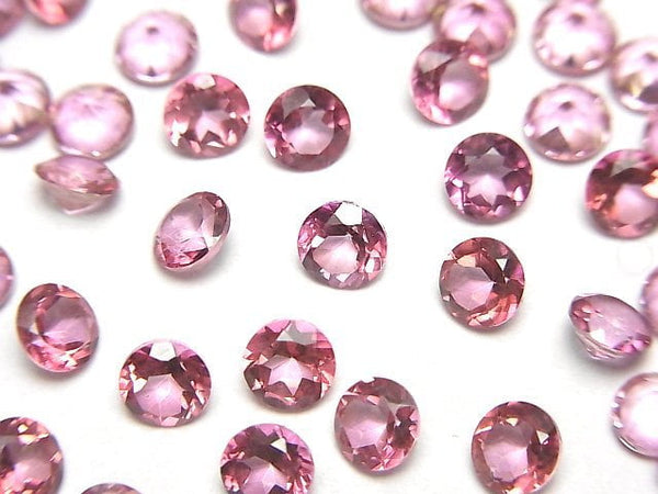 [Video]High Quality Pink Topaz AAA Loose stone Round Faceted 5x5mm 5pcs