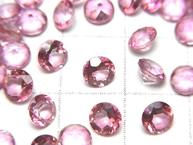 [Video]High Quality Pink Topaz AAA Loose stone Round Faceted 5x5mm 5pcs