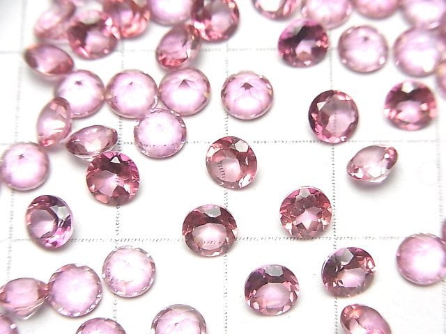 [Video]High Quality Pink Topaz AAA Loose stone Round Faceted 5x5mm 5pcs