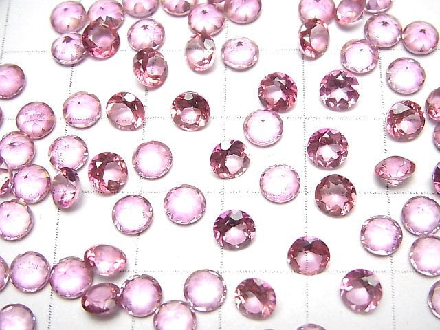 [Video]High Quality Pink Topaz AAA Loose stone Round Faceted 5x5mm 5pcs