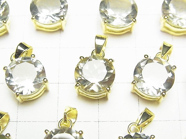 [Video]High Quality Green Amethyst AAA Round Faceted Pendant 10x10mm 18KGP