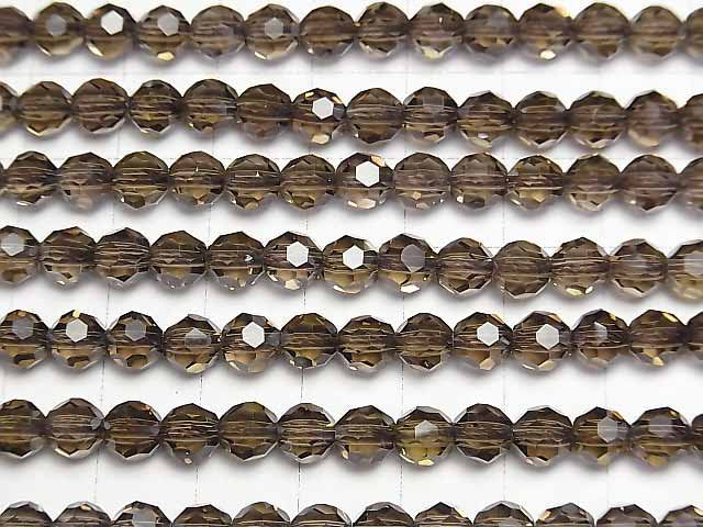 [Video]Smoky Quartz AAA+ "Bucky Ball" Faceted Round 6mm 1/4 or 1strand beads (aprx.15inch/38cm)