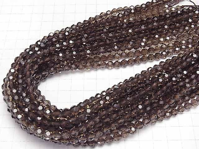 [Video] Smoky Quartz AAA+ "Buckyball" Faceted Round 6mm 1/4 or 1-strand beads (approx. 15 inches/38 cm)