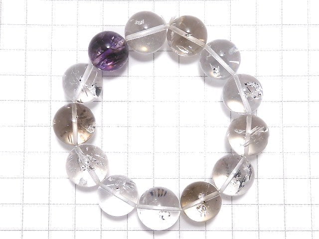 [Video][One of a kind] Water in Crystal ・?Amethyst Round 16mm Bracelet NO.5