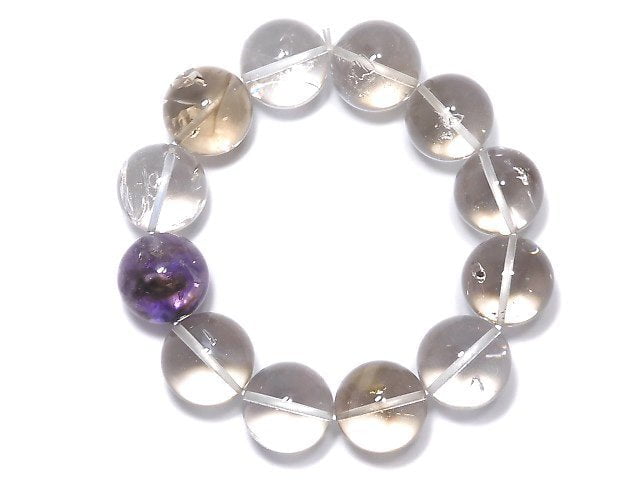 [Video][One of a kind] Water in Crystal ・?Amethyst Round 17mm Bracelet NO.7