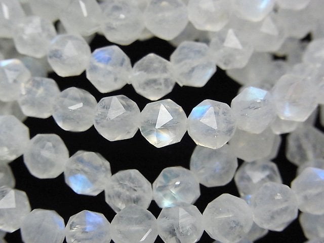 [Video] High Quality! Rainbow Moonstone AA++ Star Faceted Round 6mm Bracelet