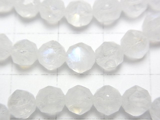 [Video] High Quality! Rainbow Moonstone AA++ Star Faceted Round 6mm Bracelet