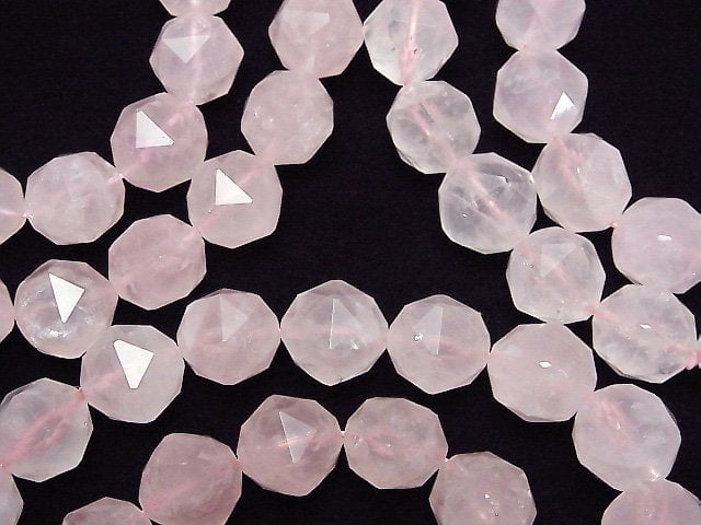 [Video]High Quality! Rose Quartz AA+ Star Faceted Round 12mm Bracelet