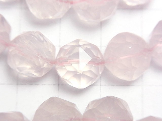 [Video]High Quality! Rose Quartz AA++ Star Faceted Round 12mm Bracelet