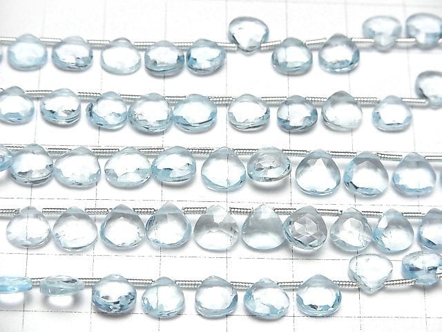 [Video]High Quality Sky Blue Topaz AAA- Chestnut Faceted Briolette half or 1strand beads (aprx.7inch/18cm)