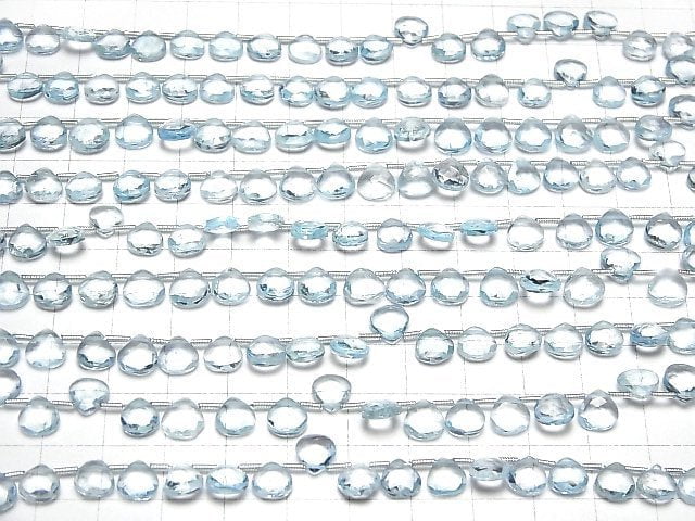 [Video]High Quality Sky Blue Topaz AAA- Chestnut Faceted Briolette half or 1strand beads (aprx.7inch/18cm)