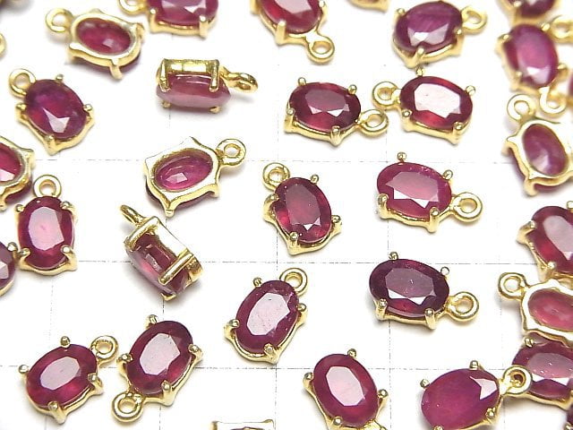 [Video]High Quality Ruby AA++ Bezel Setting Oval Faceted 7x6mm 18KGP 2pcs