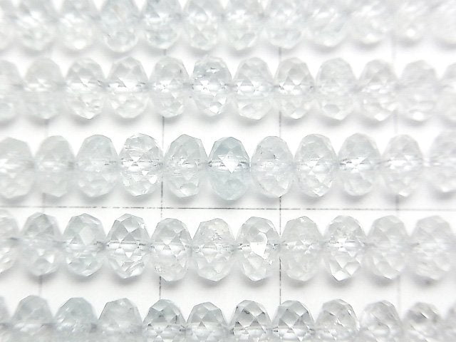 [Video]High Quality! Natural White Topaz AA++ Faceted Button Rondelle 5.5x5.5x3.5mm 1strand beads (aprx.15inch/37cm)