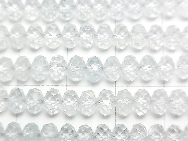 [Video]High Quality! Natural White Topaz AA++ Faceted Button Roundel 5.5x5.5x3.5mm 1strand beads (aprx.15inch/37cm)
