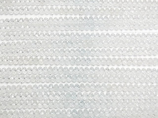 [Video]High Quality! Natural White Topaz AA++ Faceted Button Rondelle 5.5x5.5x3.5mm 1strand beads (aprx.15inch/37cm)
