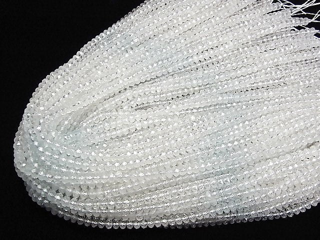 [Video]High Quality! Natural White Topaz AA++ Faceted Button Rondelle 5.5x5.5x3.5mm 1strand beads (aprx.15inch/37cm)