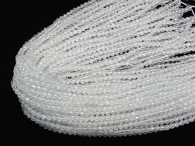 [Video]High Quality! Natural White Topaz AA++ Faceted Round 4mm 1strand beads (aprx.15inch/37cm)