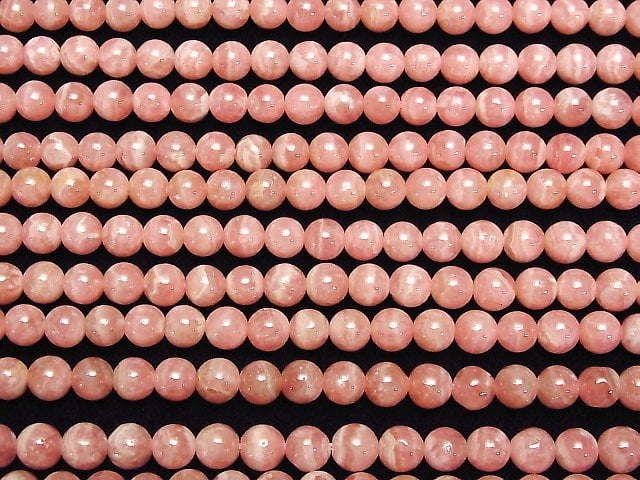 [Video] Argentina Rhodochrosite AA++ Round 6mm half or 1strand beads (aprx.15inch/38cm)