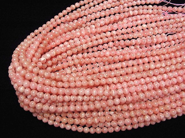 [Video] Argentina Rhodochrosite AA++ Round 6mm half or 1strand beads (aprx.15inch/38cm)