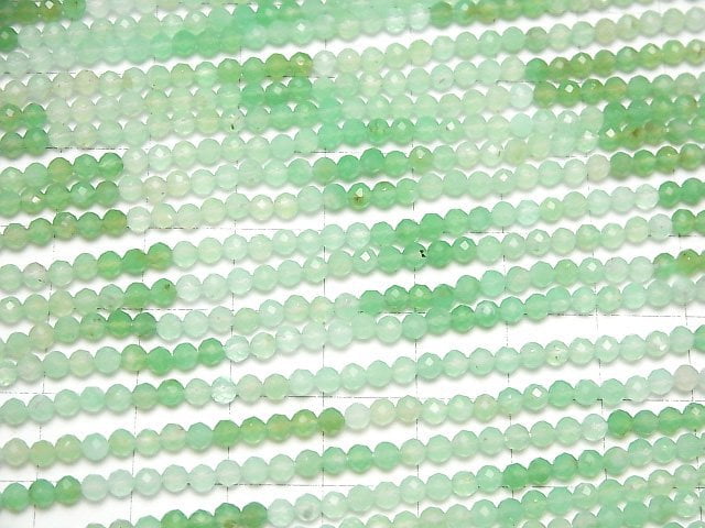 [Video]High Quality! Chrysoprase AA++ Faceted Round 2.5mm half or 1strand beads (aprx.12inch/30cm)