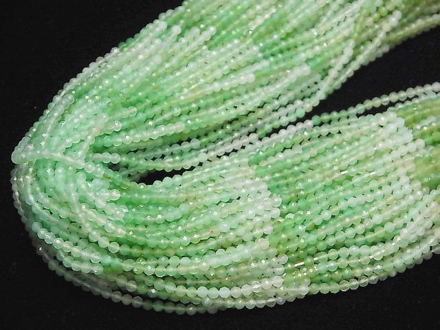 [Video]High Quality! Chrysoprase AA++ Faceted Round 2.5mm half or 1strand beads (aprx.12inch/30cm)