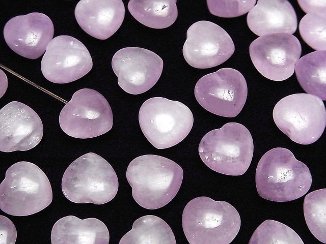 [Video] Kunzite AA++ Heart 10x10mm [Half Drilled Hole ] 3pcs
