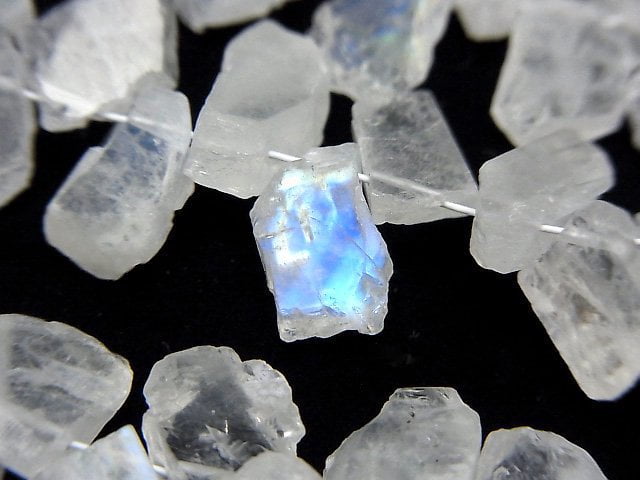 [Video] Rainbow Moonstone AA++ Rough Slice Faceted half or 1strand beads (aprx.6inch/14cm)