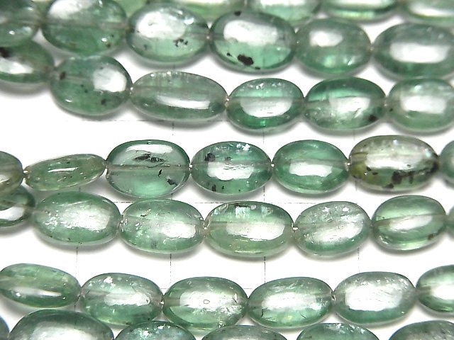 [Video]High Quality Green Kyanite AAA- Oval half or 1strand beads (aprx.15inch/38cm)