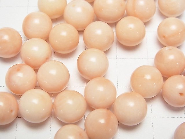 [Video] Light Pink Orange Coral (Dyed) Half Drilled Hole Round 10mm 4pcs