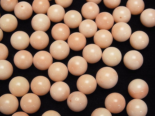 [Video] Light Pink Orange Coral (Dyed) Half Drilled Hole Round 10mm 4pcs