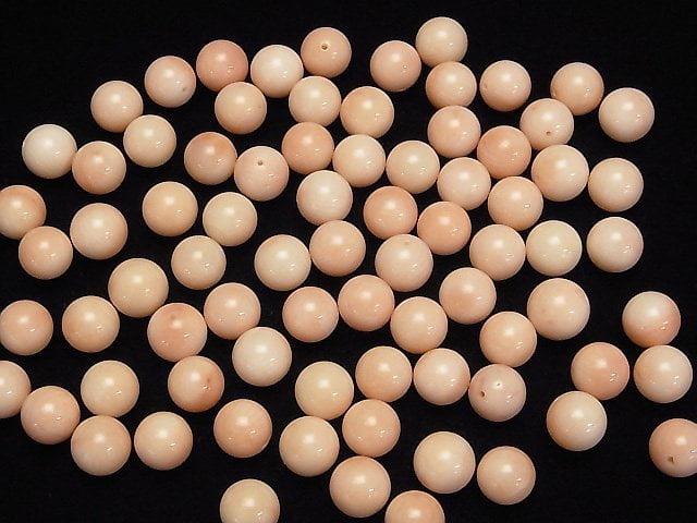 [Video] Light Pink Orange Coral (Dyed) Half Drilled Hole Round 10mm 4pcs