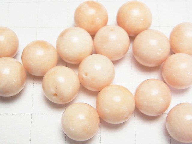 [Video] Light Pink Orange Coral (Dyed) Half Drilled Hole Round 12mm 2pcs
