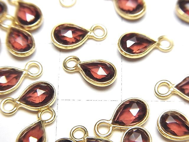 [Video]High Quality Pink Garnet AAA Bezel Setting Faceted Pear Shape 6x4mm 18KGP 3pcs