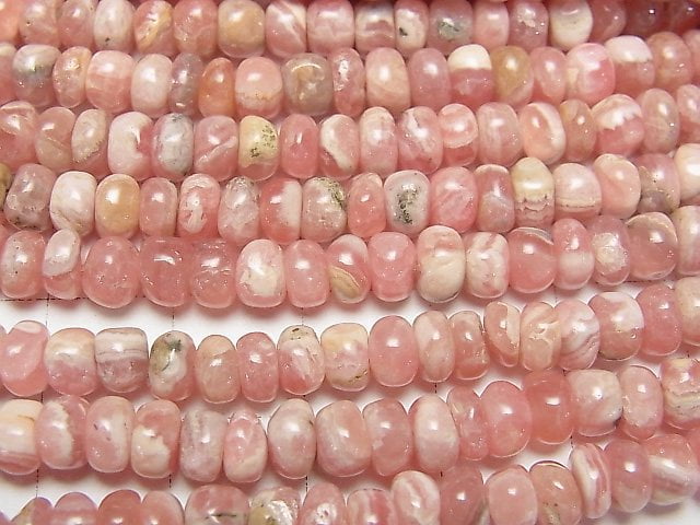 [Video] Argentina Rhodochrosite AA+ Roundel half or 1strand beads (aprx.17inch/42cm)