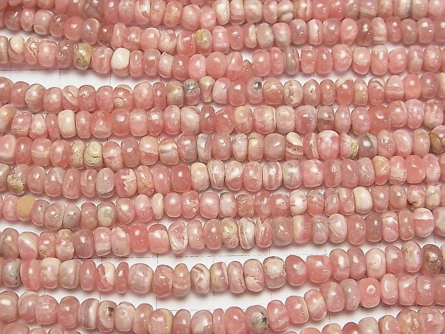 [Video] Argentina Rhodochrosite AA+ Roundel half or 1strand beads (aprx.17inch/42cm)