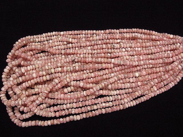 [Video] Argentina Rhodochrosite AA+ Roundel half or 1strand beads (aprx.17inch/42cm)